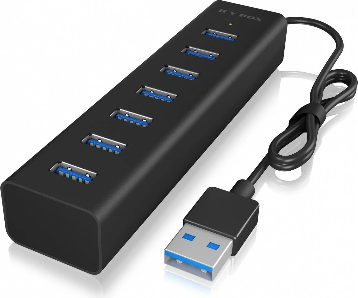 USB HUB IcyBox IB-HUB1700-U3, 7 porta USB 3.0, me adapter rryme, Zi