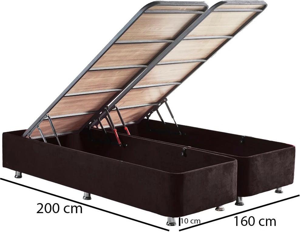 Baze dhe shtrat dopio me taban, Skye Decor, Ela Double, e zezë, 160x200