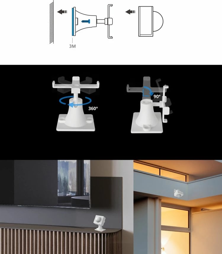 Mbajtëse vetëngjitëse Sonoff për sensor lëvizjeje ZigBee, e bardhë