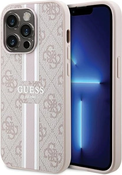 Mbështjellës Guess 4G Printed Stripes MagSafe për iPhone 15 Pro Max, rozë
