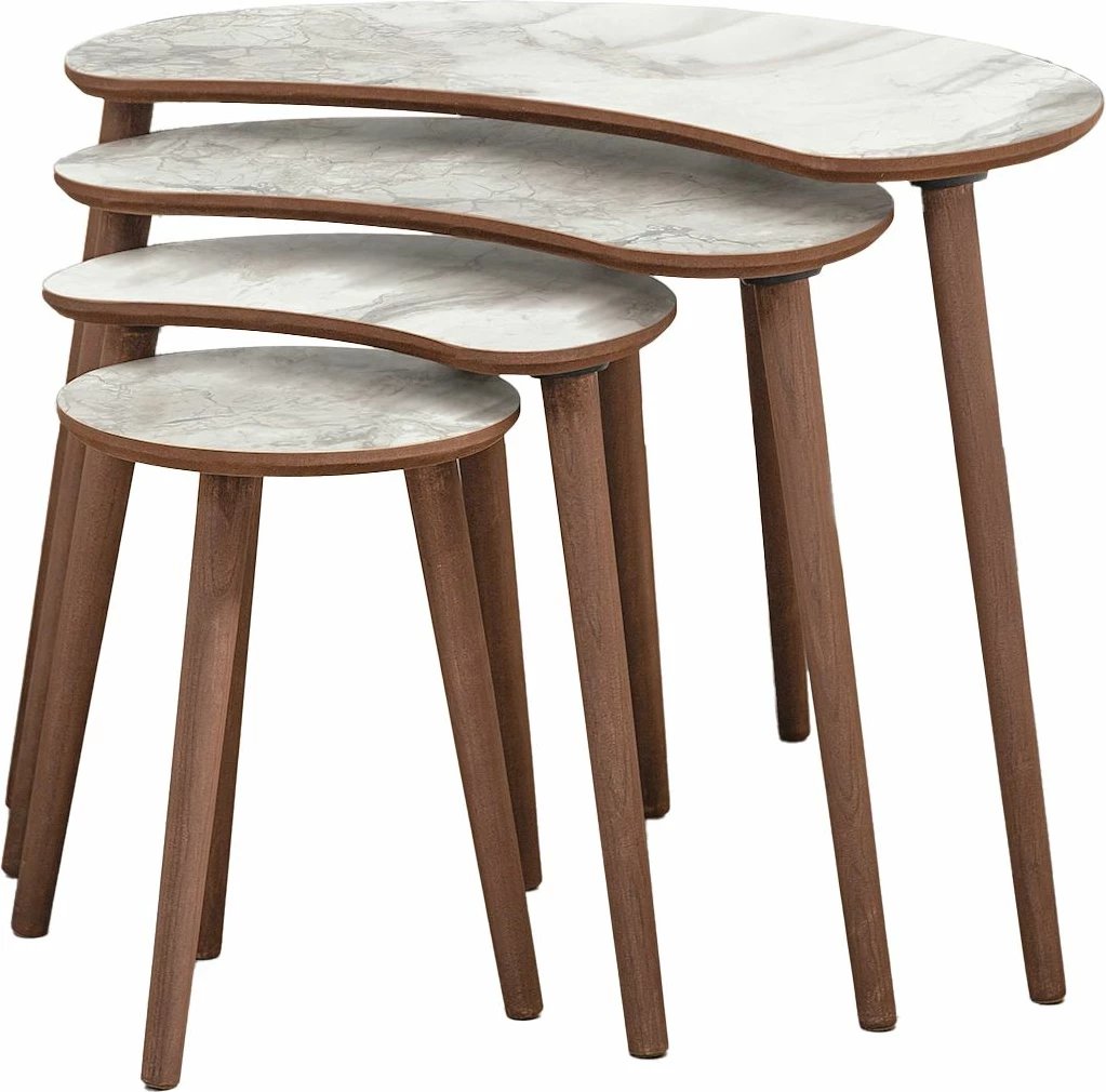 Set tavolinash ndihmëse, 4 copë, Skye Decor, ngjyrë e bardhë, Moon