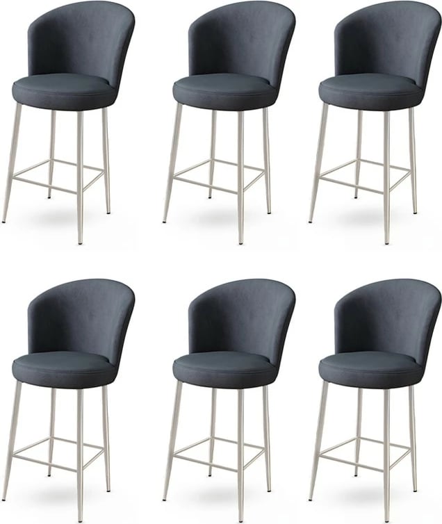 Set karrigesh për bar (6 copë), Hanah Home, Fora, anthracite, krom