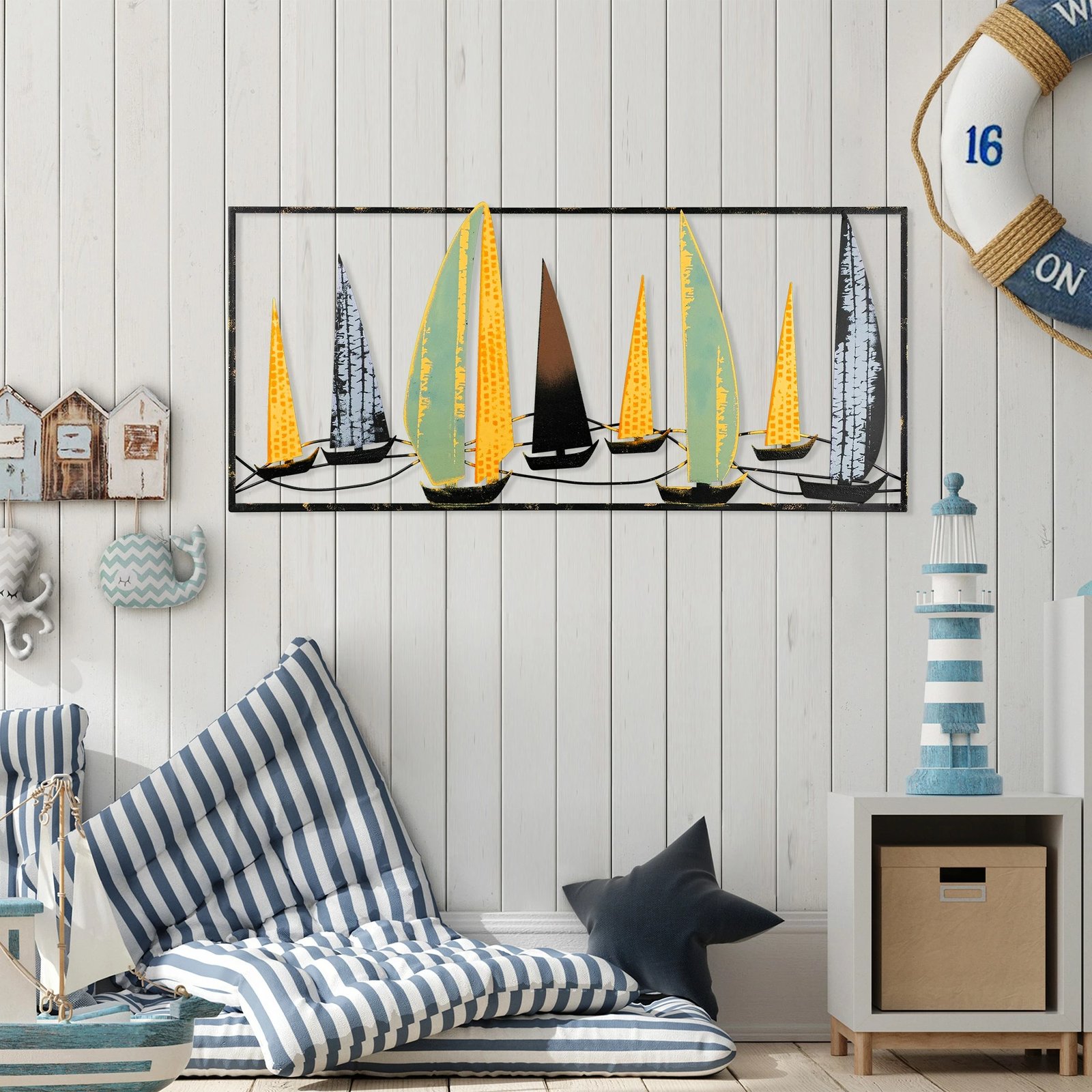 Aksesor muri dekorativ prej metali Wallity, Yelkenli 3