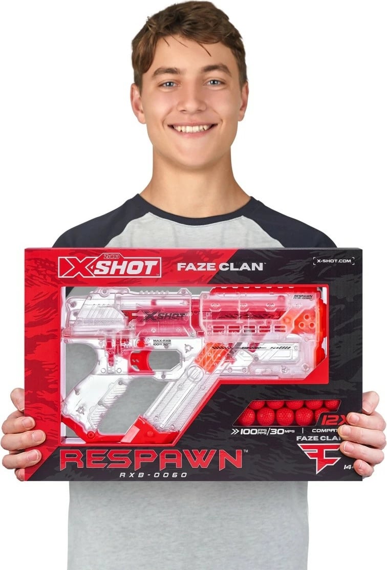 Blaster lodër ZURU X-Shot FaZe Respawn Round 12, transparent, portokalli/kuqe Blaster lodër ZURU X-Shot FaZe Respawn Round 12, transparent, portokalli/kuqe