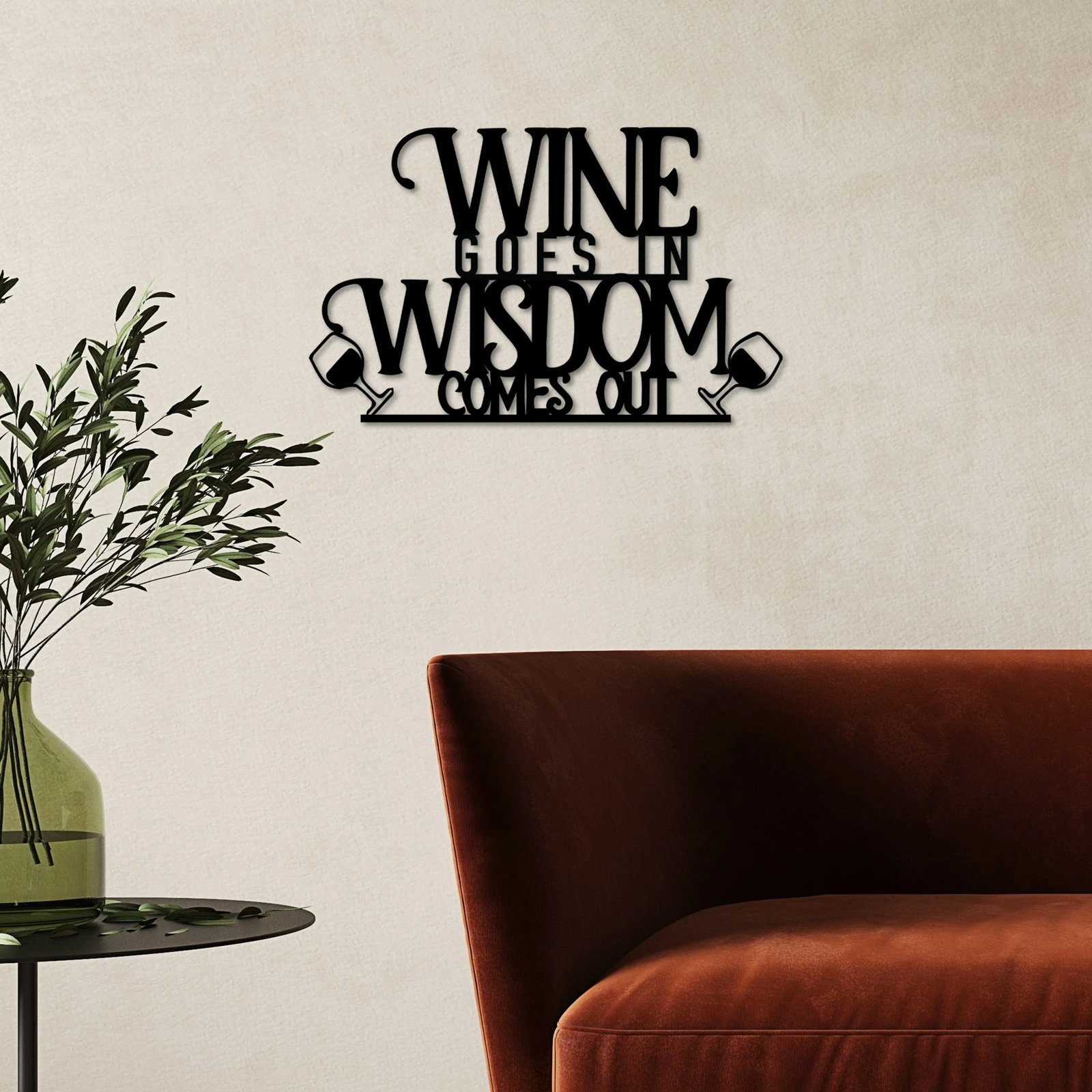 Aksesor dekorativ metalik për mur, Wallity, Wine Wisdom