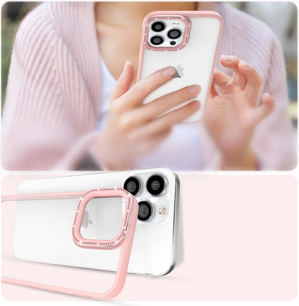 Mbështjellës Kingxbar Sparkle Series për iPhone 13 Pro Max me kristale, Rozë