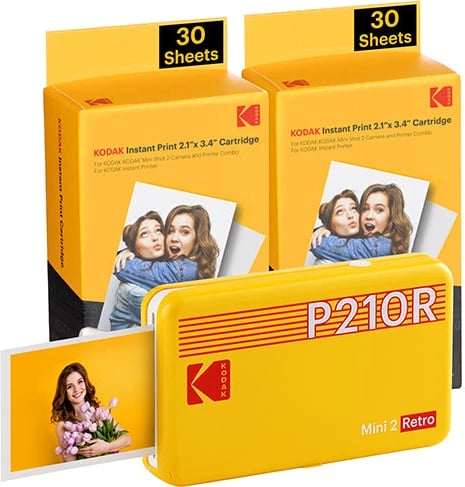 Printer portativ Kodak mini 2 Retro P210RYK60, 2.1X3.4, 30 copë, e verdhë 