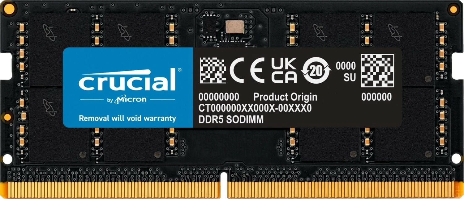 RAM Memorje SODIMM DDR5 Crucial CT32G56C46S5 32GB 5600MT/s CL46 jo-ECC për laptop, 1 copë