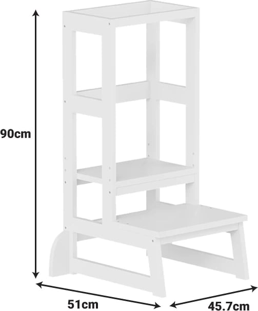 Kullë mësimi për fëmijë, stil Montessori, dru pishe, ngjyrë e bardhë, 45.7x51x90cm