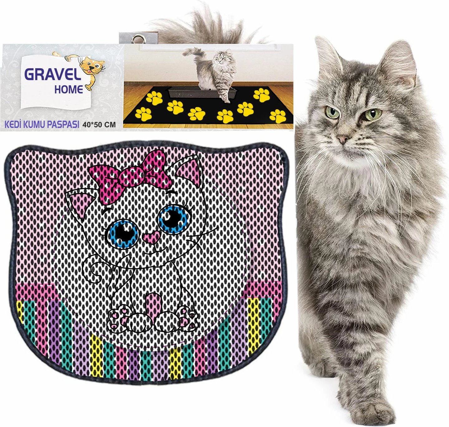 Tapet për rërë mace, shumëngjyrësh, Paws & Whiskers, Kdkafa0068