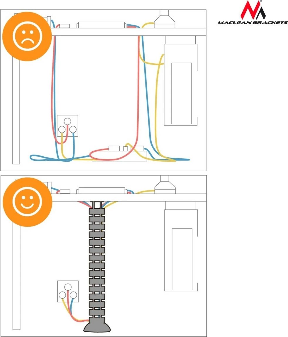 Organizues kabllosh Maclean MC-768S, 80cm, Argjend Organizues kabllosh Maclean MC-768S, 80cm, Argjend