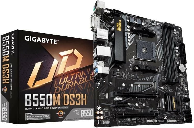 Pllakë amë Gigabyte B550M DS3H, Socket AM4, micro ATX, e zezë