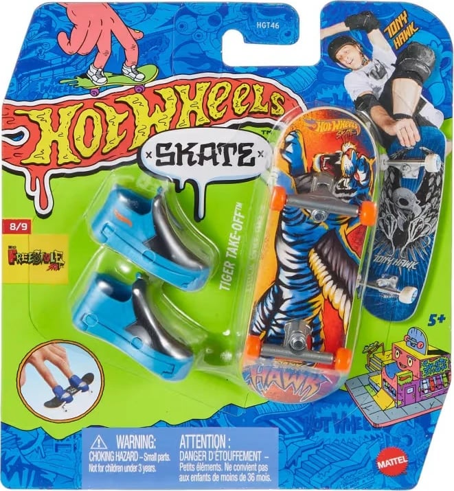 Deskorolkë gishti Hot Wheels Tiger Take-Off me këpucë gishti, shumëngjyrëshe, set