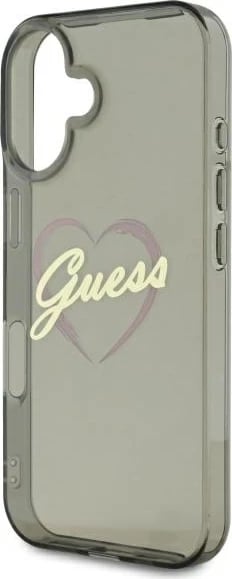 Mbështjellës Guess IML Heart për iPhone 16, Zi