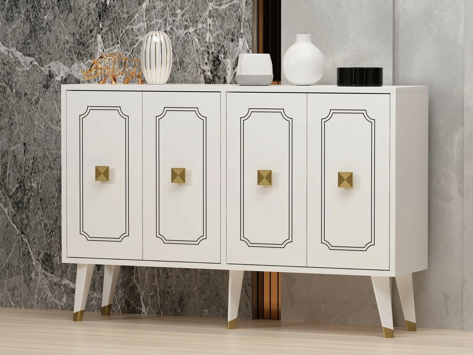 Konsolë Hanah Home Roland, e bardhë, e artë