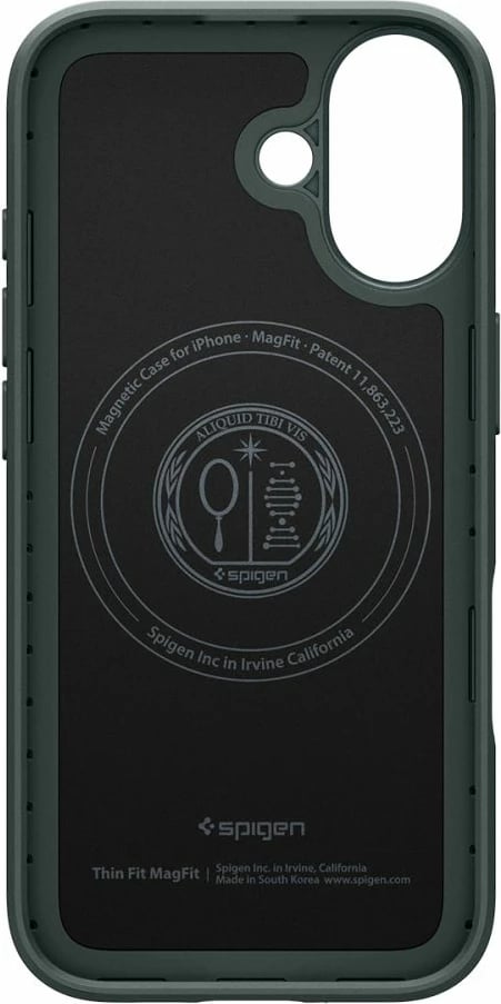 Mbështjellës Spigen Thin Fit MagSafe për iPhone 17, polikarbonat i hollë, me unazë magnetike, jeshile