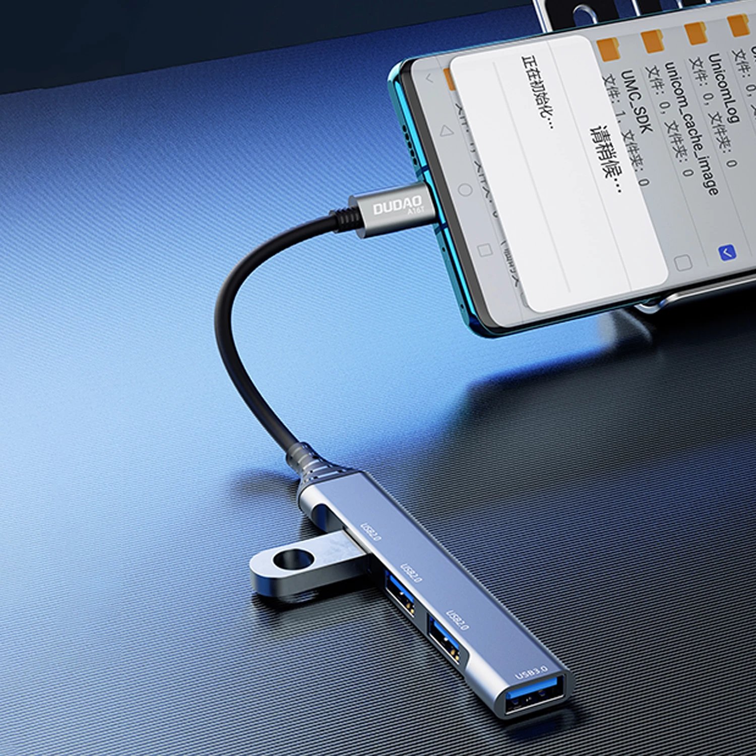 HUB Dudao A16T, 4x USB-A (3x USB2.0, 1x USB3.0), USB-C, 6.3cm, zi