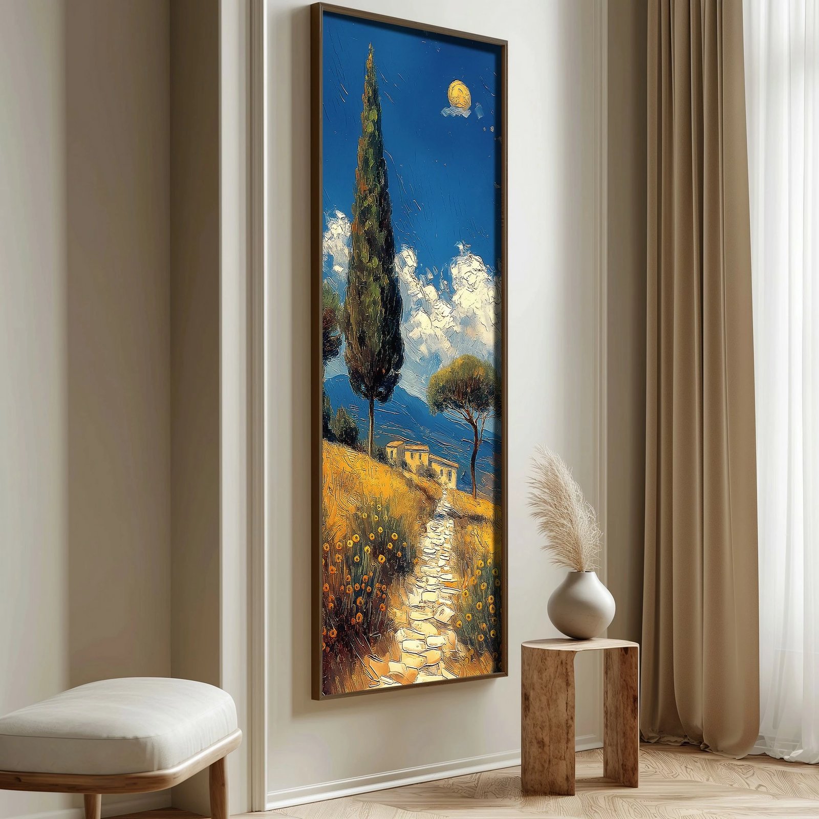 Pikturë dekorative me kornizë MDF, shumëngjyrëshe, LONG010-S/120-40