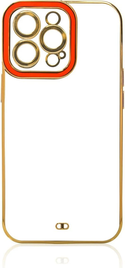 Mbështjellës Hurtel për iPhone 12 Pro, transparent me kornizë ari dhe të kuqe