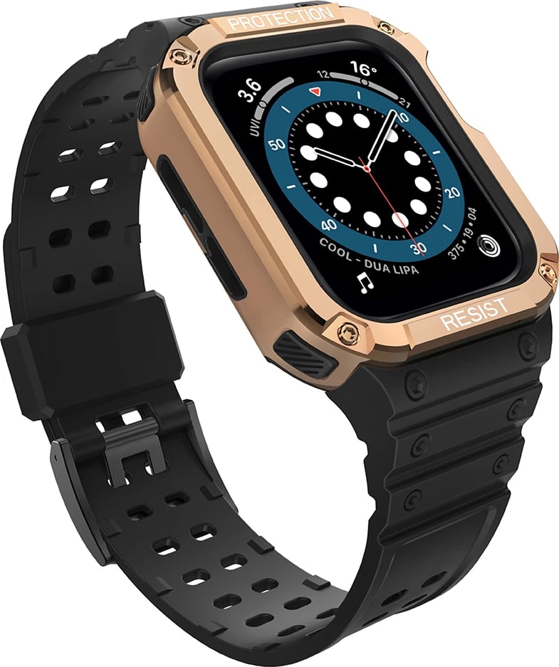 Rrip me kasë mbrojtëse për Apple Watch Hurtel Protect Strap Band, 45/44/42mm, Gold