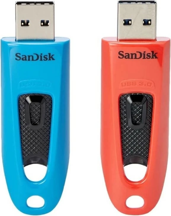 USB flash Sandisk 64GB, USB 3.0, slide, 2 copë, kaltër/kuqe
