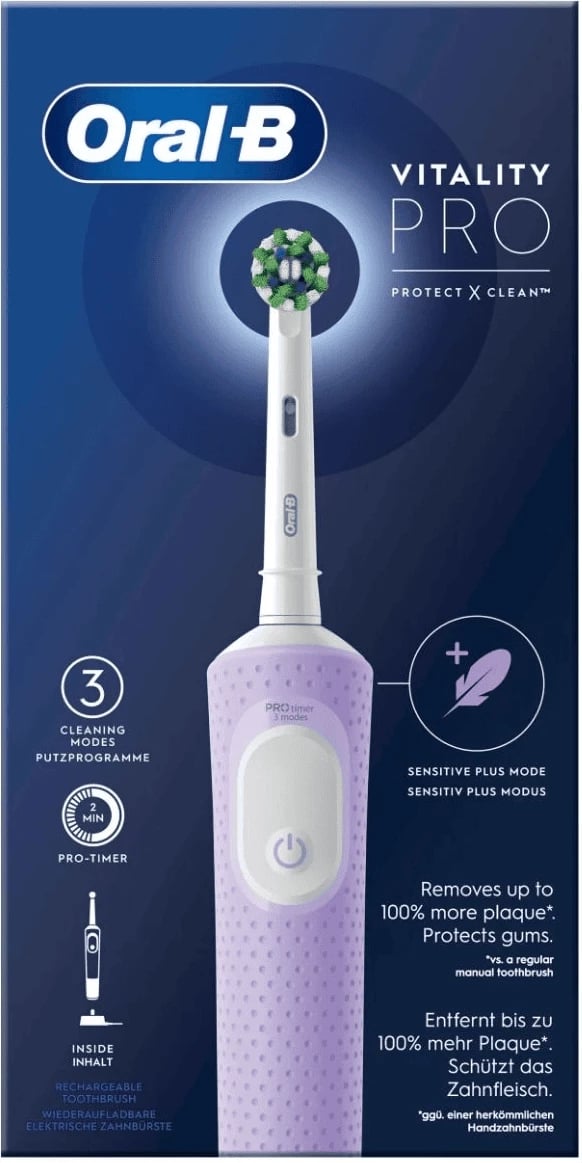 furçë dhëmbësh elektrike Oral-B Vitality Pro 426967 me 3 moda pastrimi, Pro-Timer, koka rrethore, vjollcë