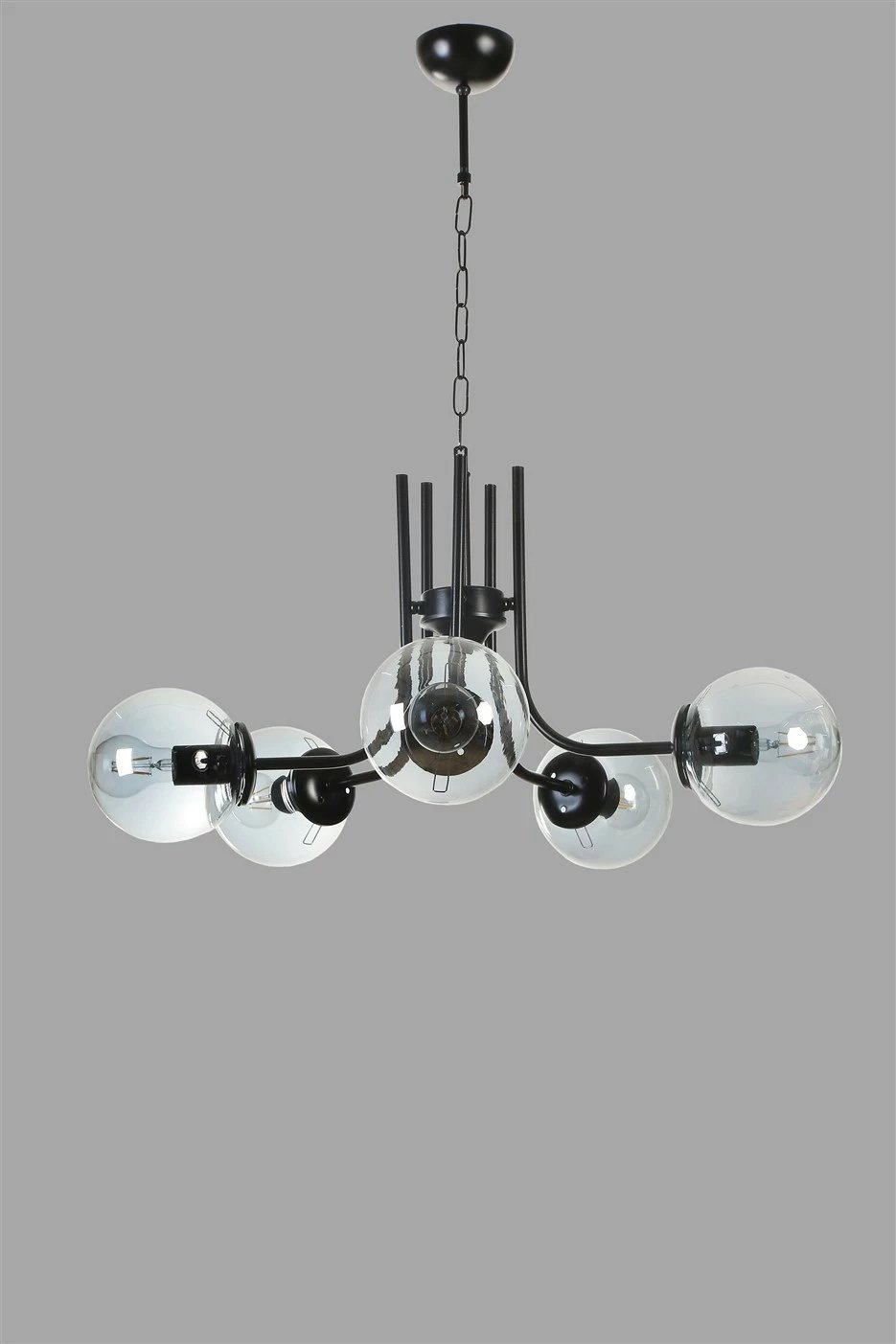 Llambë tavani Opviq, metal e xham, ngjyrë e zezë dhe fume, 65x70cm, 8781-5