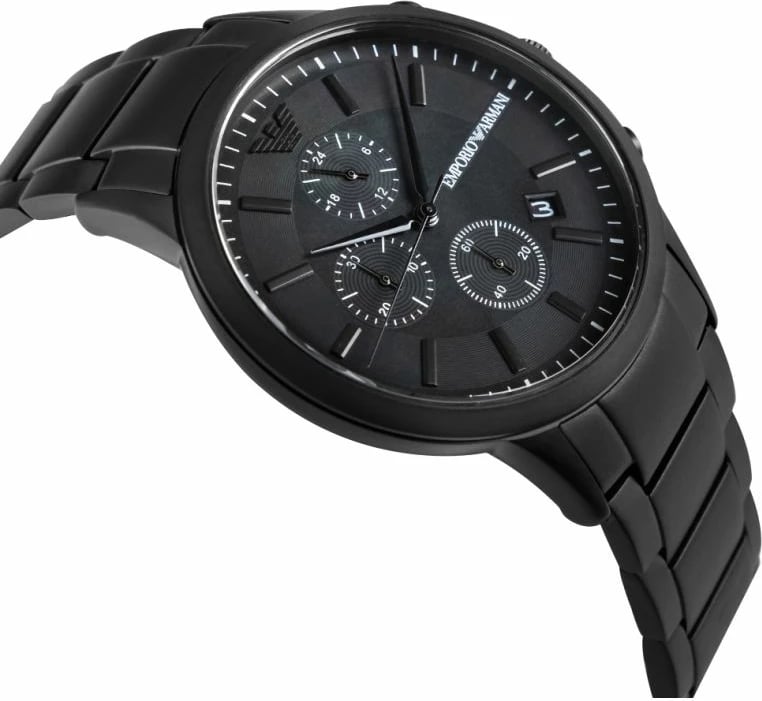 Orë dore për meshkuj Emporio Armani, e zezë