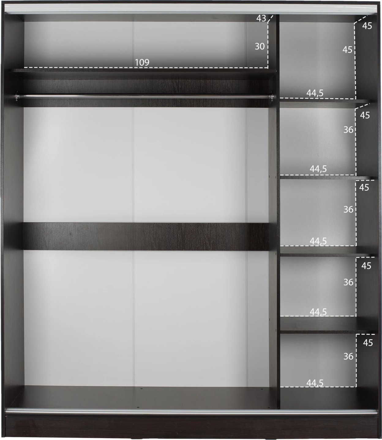 Dollap dy-leafësh, dyer rrëshqitëse, pasqyrë, ngjyrë wenge, FH2434.02, 160x60x210H