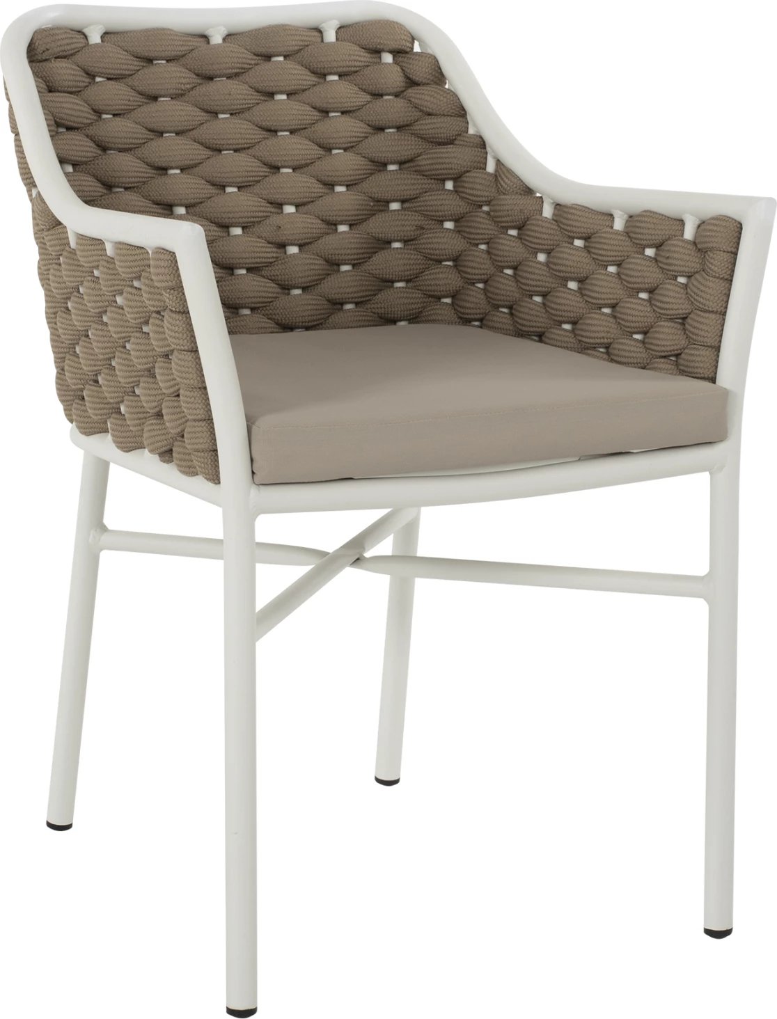 Karrige alumini FH5858.02 e bardhë me litar bezhë 56x58x76Hcm