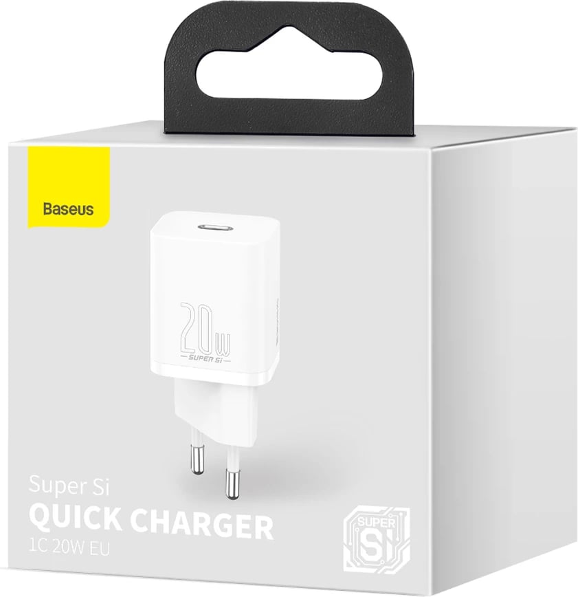 Karikues muri Baseus Super Si 1C, 20W, USB-C, i bardhë Karikues muri Baseus Super Si 1C, 20W, USB-C, i bardhë
