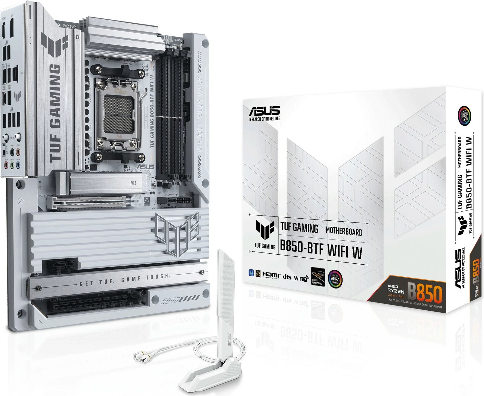 Pllakë amë ASUS TUF GAMING B850-BTF WIFI W, ATX, Wi-Fi, bardhë