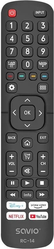 Pilot Savio RC-14 për TV Hisense, Smart TV, ngjyrë e zezë