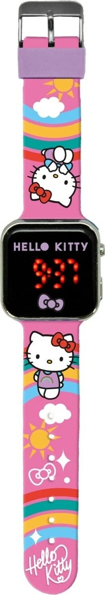 Orë dore LED Kids Euroswan Hello Kitty HK50201, shumëngjyrëshe, për vajza