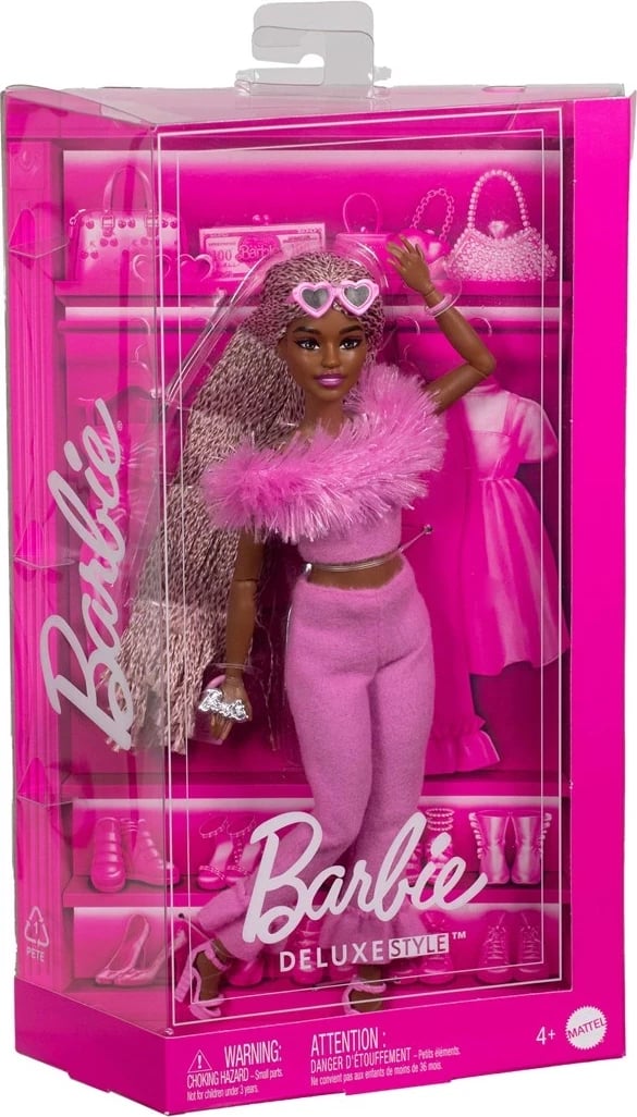 Kukull mode Barbie Deluxe Style #4, MATTEL, 1282972, jumpsuit rozë, flokë të gërshetuara rozë-kafe