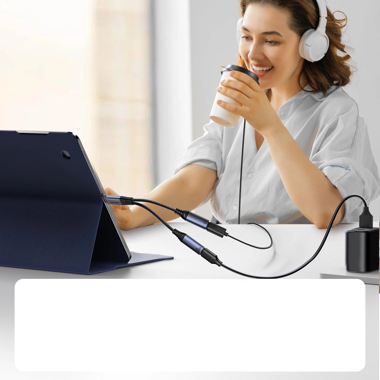 Adapter USB-C në 2x USB-C Joyroom SY-C03, DAC, 60W, i zi Adapter USB-C në 2x USB-C Joyroom SY-C03, DAC, 60W, i zi