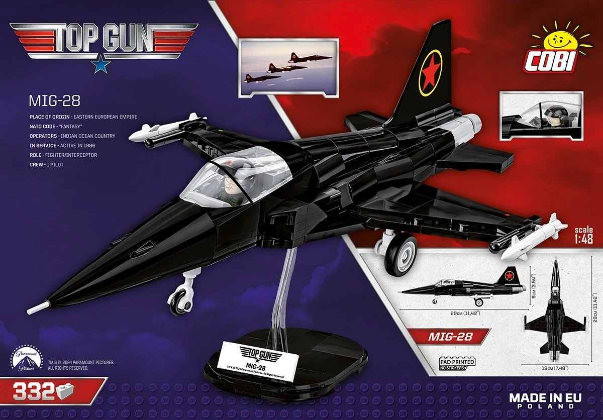Set blloqe Cobi Klocki Top Gun MiG-28, 332 pjesë, i zi