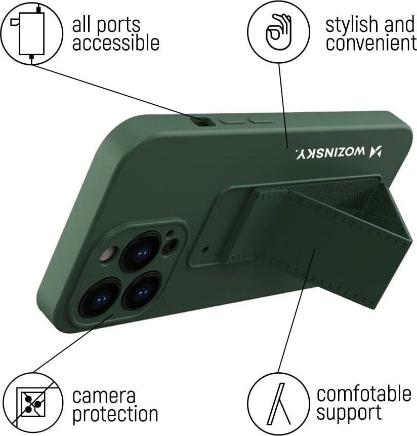 Mbështjellës Wozinsky Kickstand Case për iPhone 12 Pro Max, silikon, e gjelbër e errët