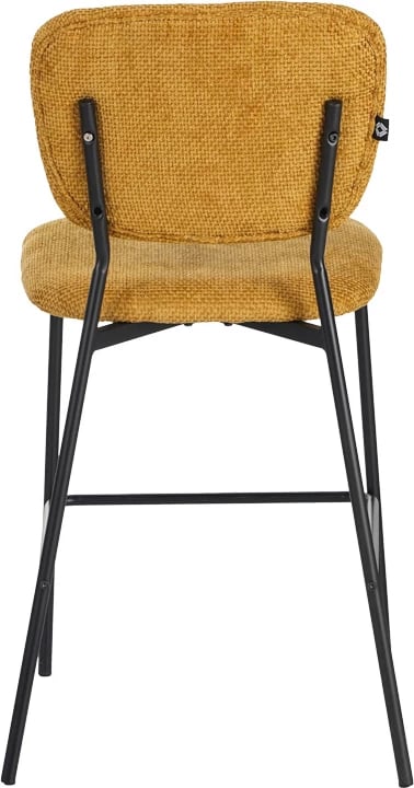 Karrige për bar Cathair, pëlhurë bouclé, ngjyrë tampa, këmbë metalike të zeza, 48x54x100cm