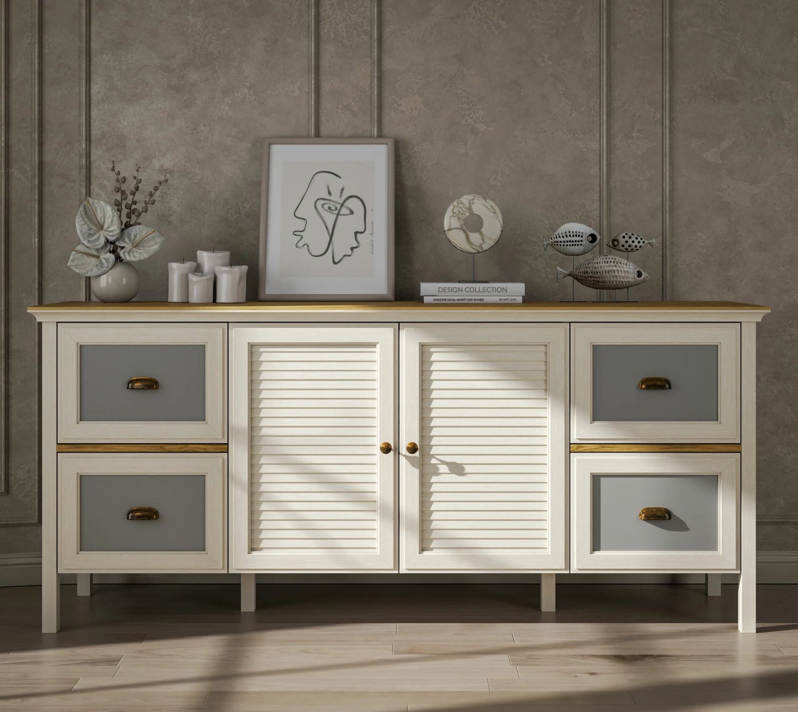 Konsol Skye Decor, krem, lis, gri, FRN-21010