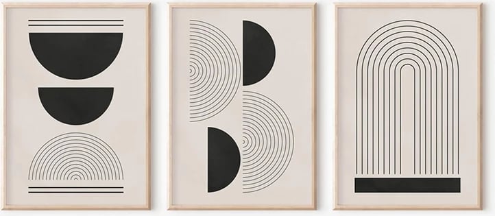 Set pikturash muri Nuvia triptik, kornizë druri, print digjital, 33x1.5x48cm