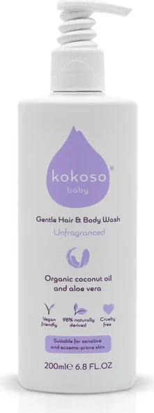 Xhel dushi Kokoso Gentle Hair & Body Wash Unfragranced, 200 ml