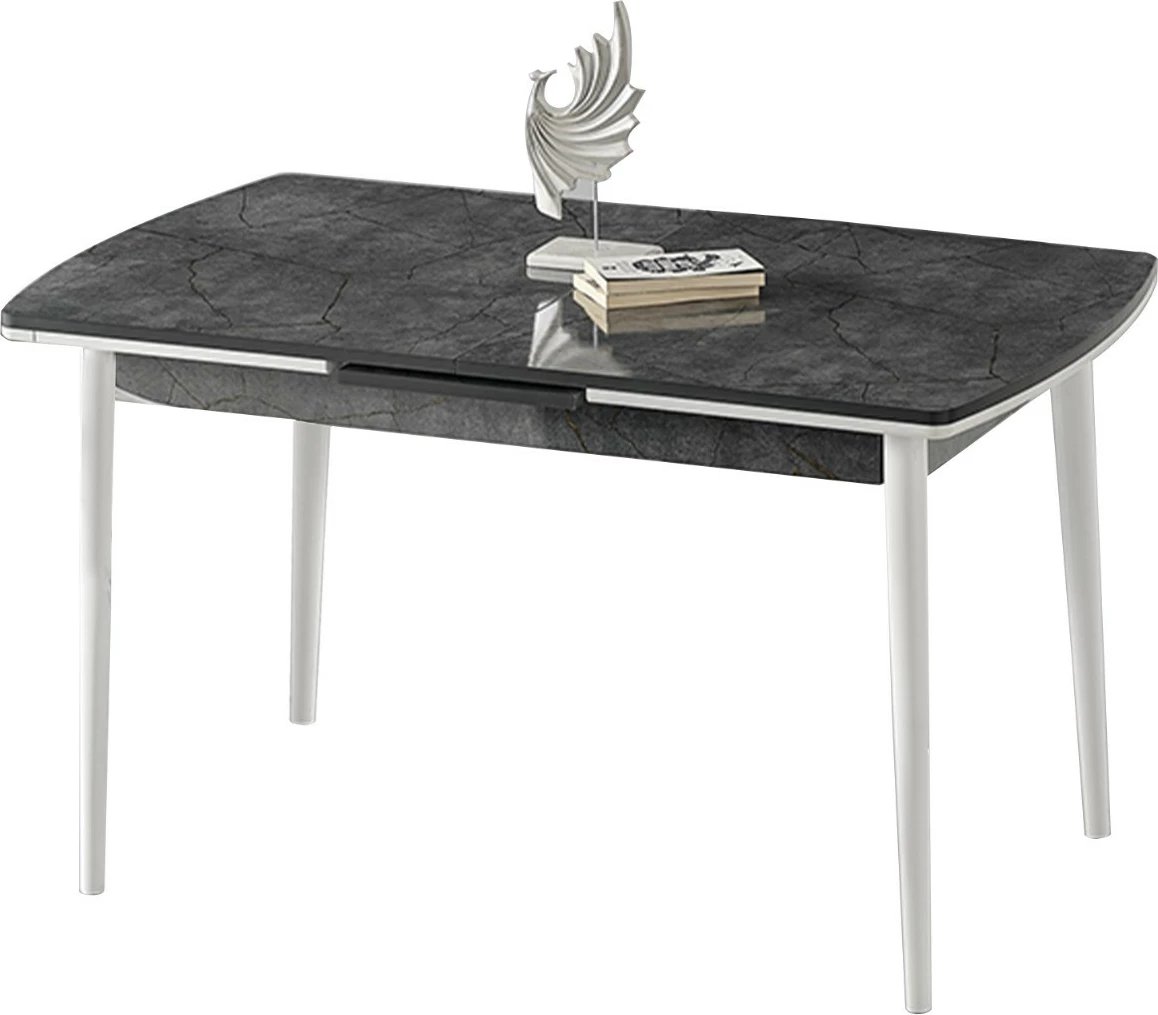 Tavolinë ngrënie me zgjatje Hanah Home, Toskana, antracit-bardhë