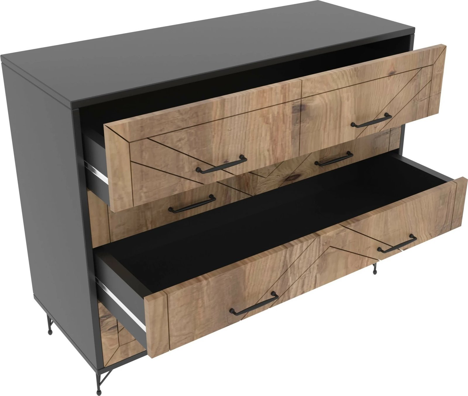 Komodë Hanah Home Comfort, anthracite dhe lis