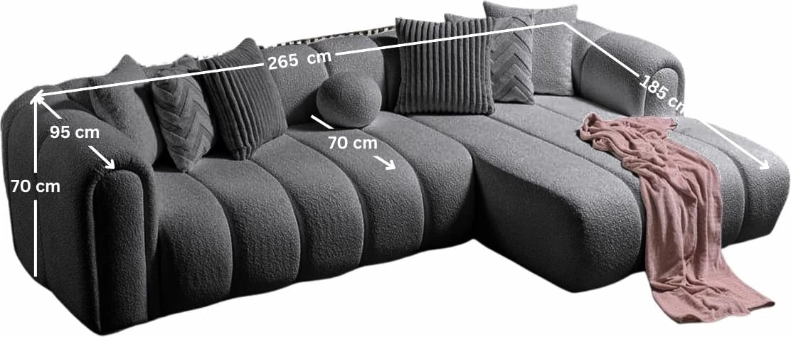 Këndare Atelier del Sofa, N-Line, e djathtë, ngjyrë gri e errët