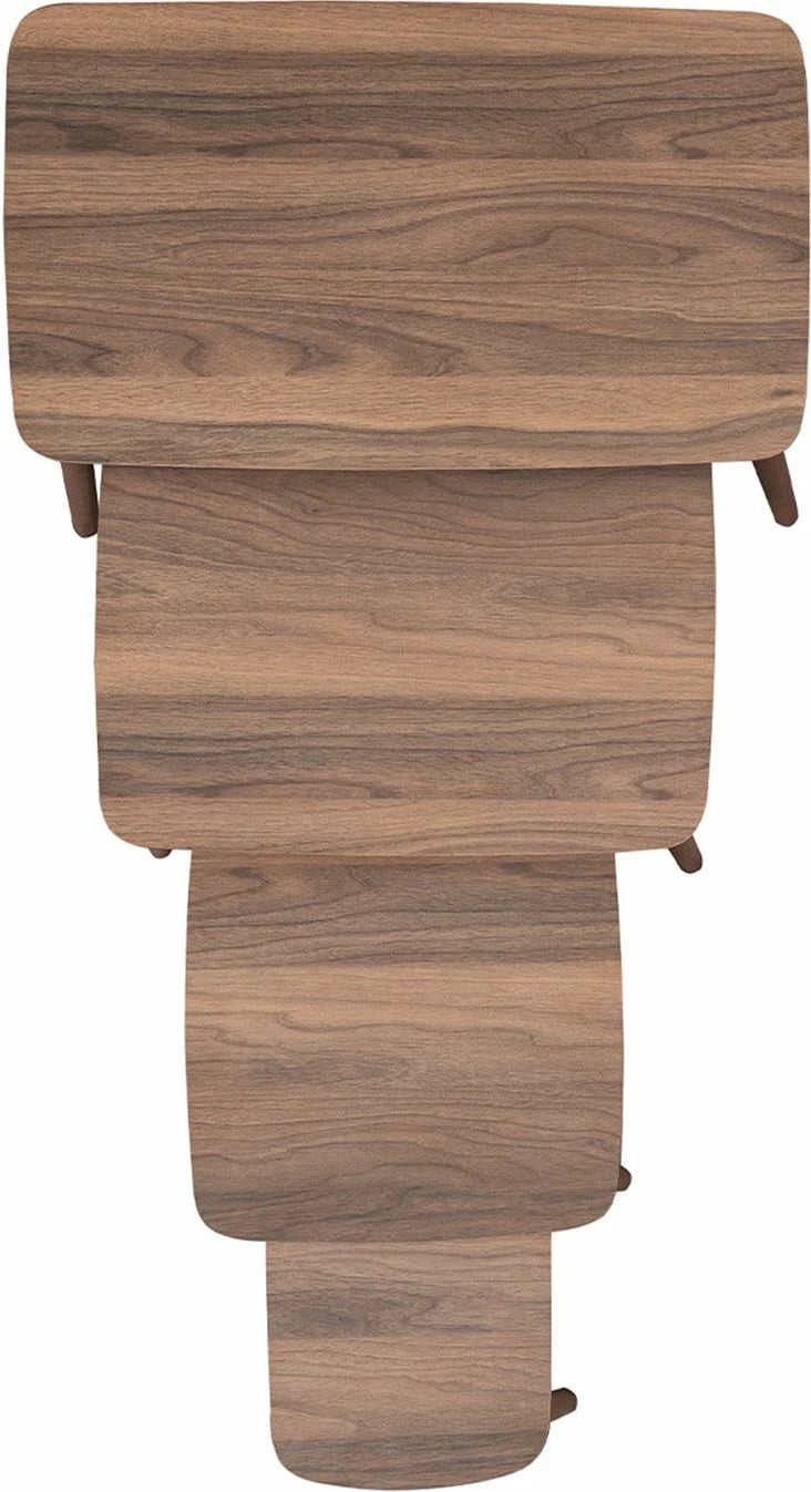 Set tavolinash ndihmëse (4 copë), Skye Decor, ngjyrë arre, Luci