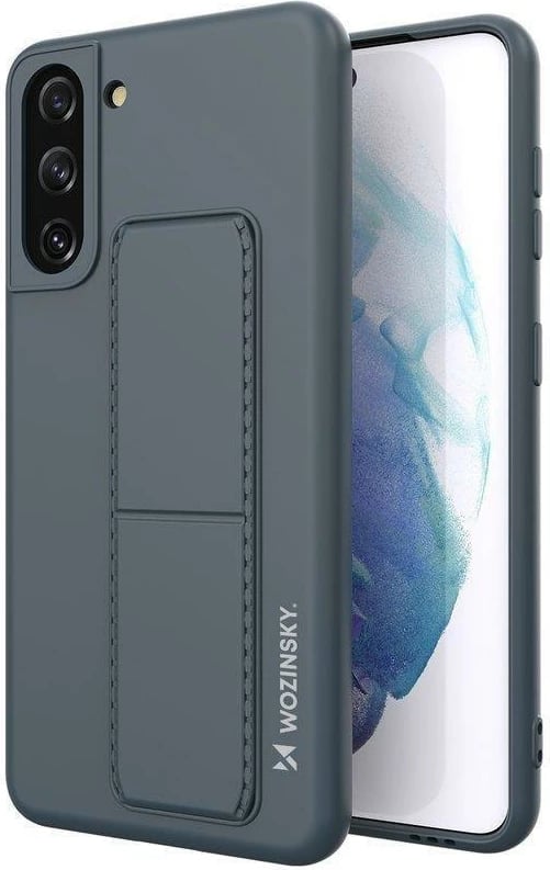 Mbështjellës Wozinsky Kickstand Case për Samsung Galaxy S21+ 5G, silikon, me mbajtëse, blu e errët