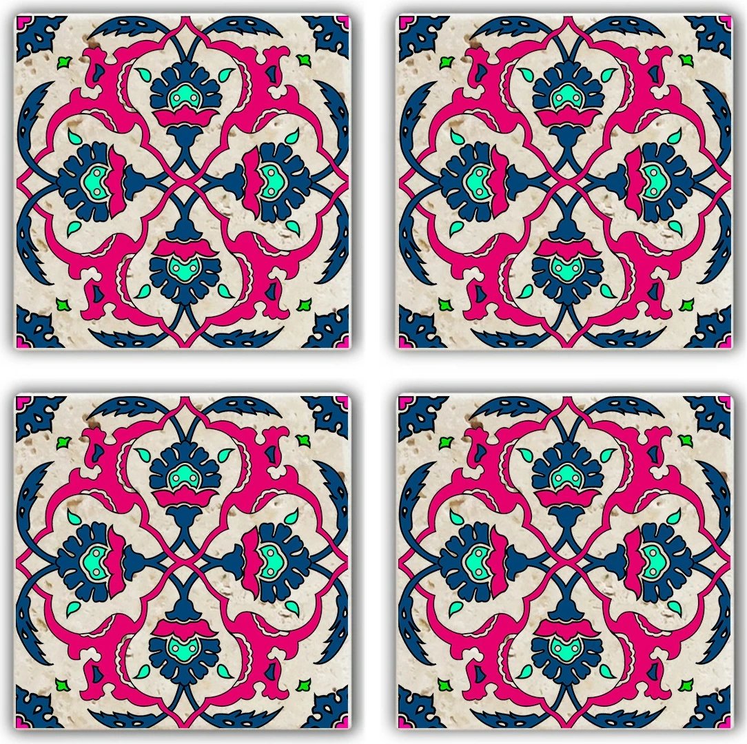 Set 4 copë mbrojtëse guri natyral për gota, shumëngjyrëshe, Hermia, TAB368883764