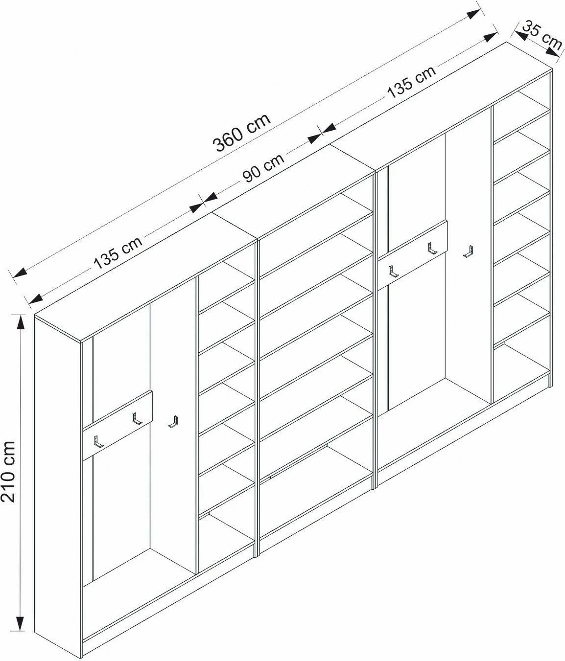 Stendë korridori Skye Decor, e bardhë, 360x210x35cm