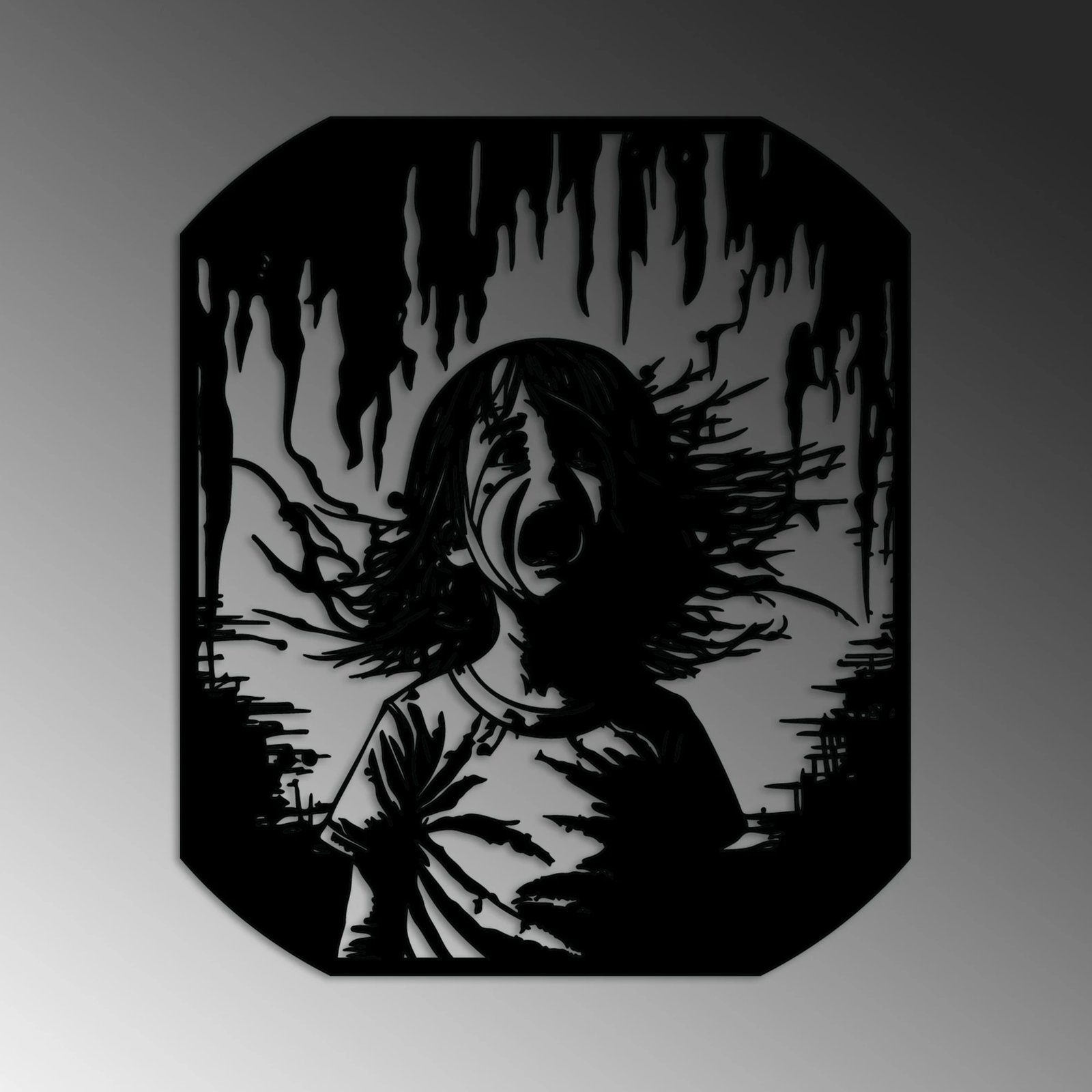 Aksesor dekorativ metalik për mur, Wallity Gaza, ngjyrë e zezë, 56x47cm